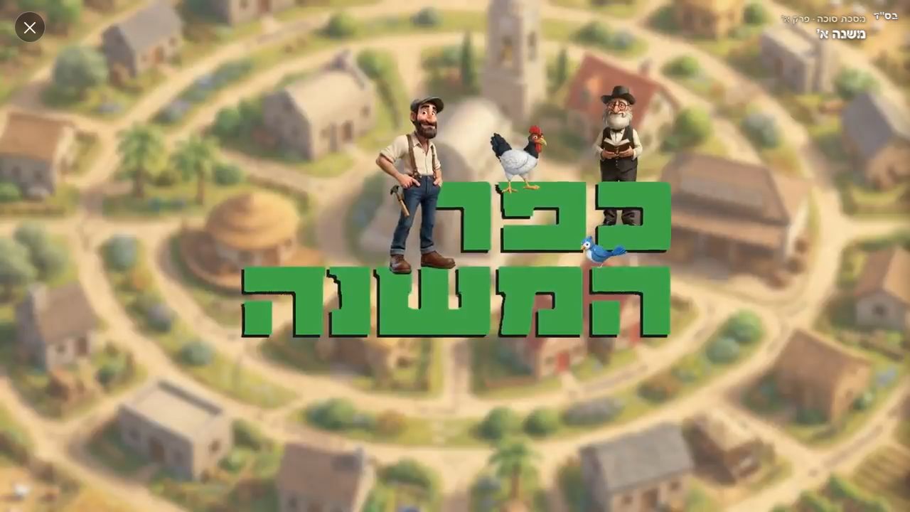 מסך הנגן בדואלינגו למשנה עם דמויות כפר המשנה